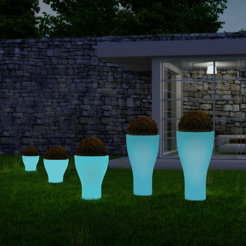 Maceta diseño fluorescente luminoso redonda para jardín al aire libre Domus Fluo Promoción