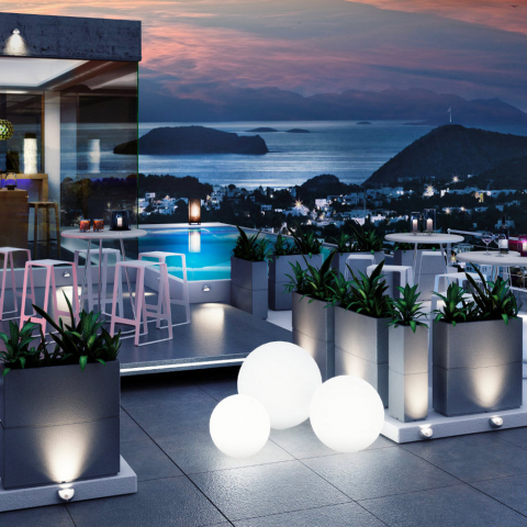 Lámpara LED diseño esférico Ø 30 cm para jardín exterior bar restaurante Sirio