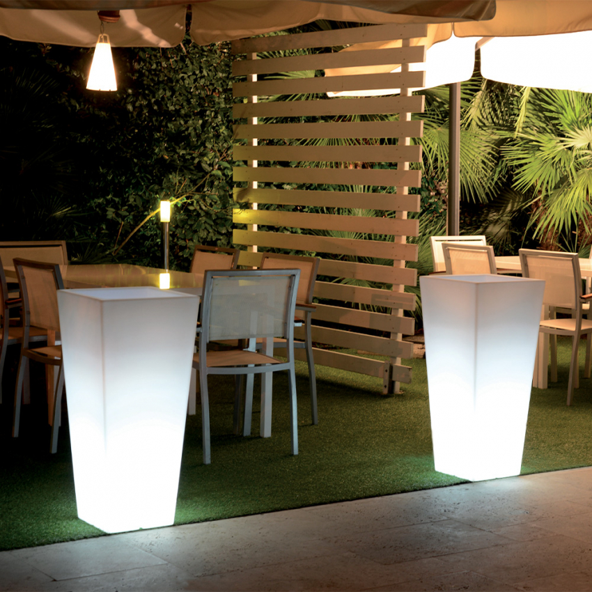 Maceta luminosa cuadrada altura 85 cm kit iluminación exterior jardín Hydrus Promoción