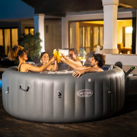 Jacuzzi inflable redonda 216x80cm Bestway Lay-Z SPA Santorini Hydrojet Pro 7 plazas 60075 Promoción