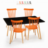 Juego mesa de salón 120 x 80 cm negra 4 sillas diseño cocina restaurante bar Genk Rebajas