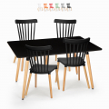 Juego mesa de salón 120 x 80 cm negra 4 sillas diseño cocina restaurante bar Genk Promoción