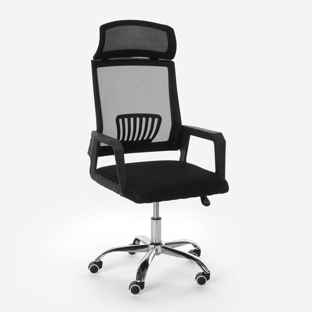 Silla de oficina de diseño ergonómico con reposacabezas de tela inclinable Baku