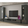 Mueble de pared antracita brillante para salón con soporte de TV y 2 vitrinas Daiquiri Rebajas