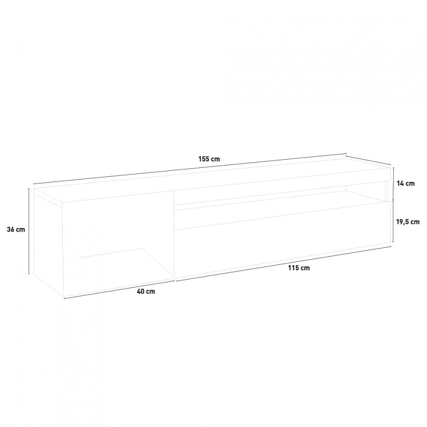 Daiquiri Pero Ardesia L Mueble TV 200 cm 2 puertas cajón abatible