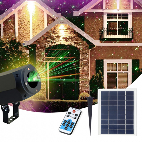 Proyector Luz Láser Led Navidad Fachada Christmas con Panel Solar Promoción