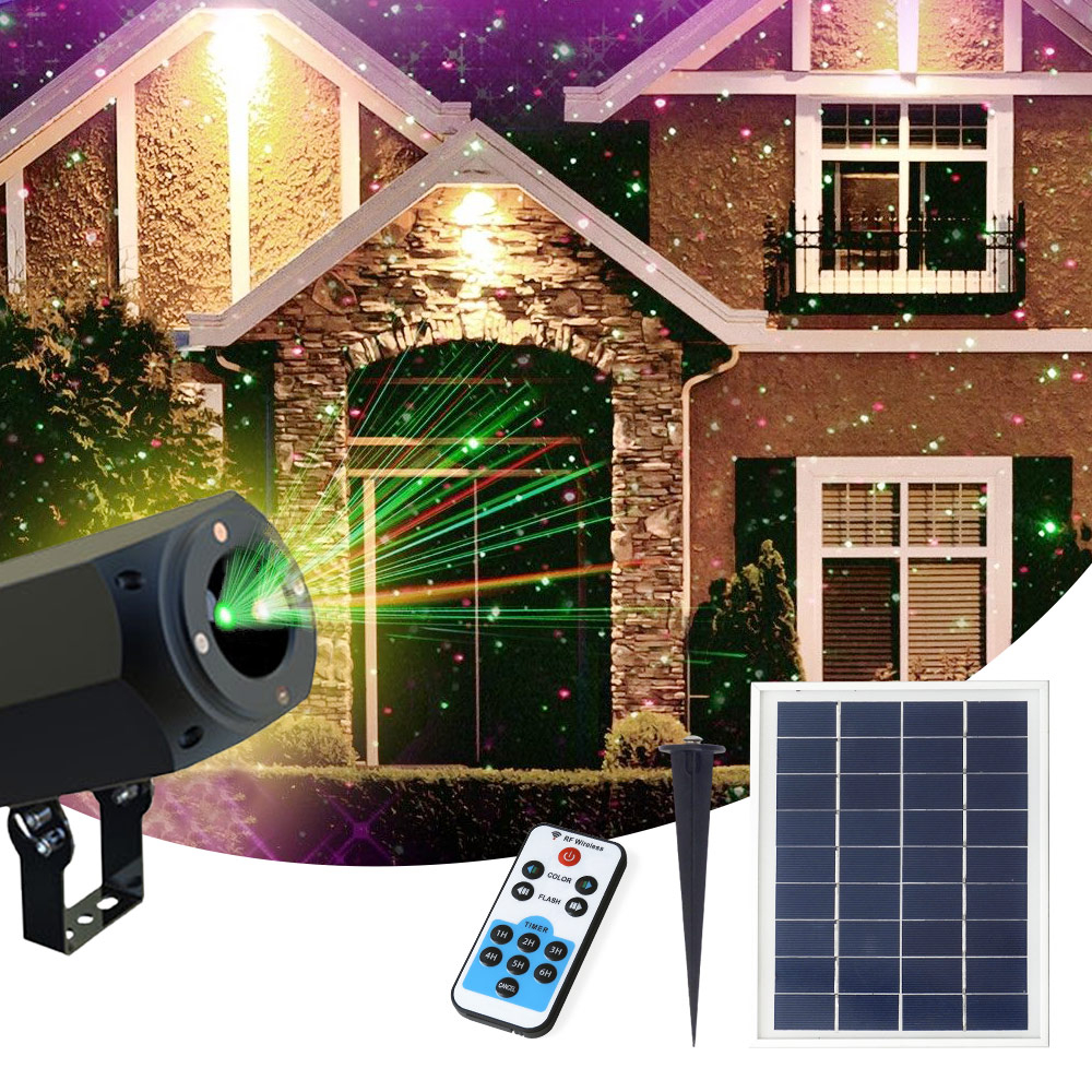 Proyector Luz Láser Led Navidad Fachada Christmas con Panel Solar