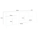 Mueble aparador diseño salón 4 puertas 3 cajones 220 cm blanco brillante Ping Wide Descueto