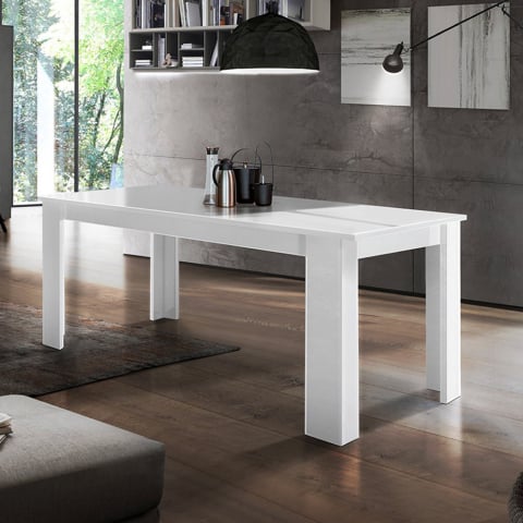 Mesa blanco brillante extensible 140-190 x 90 cm para comedor Jesi Light Promoción
