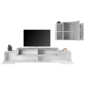 Mueble de pared para salón con mueble de TV y mueble suspendido blanco y gris Corona Rebajas