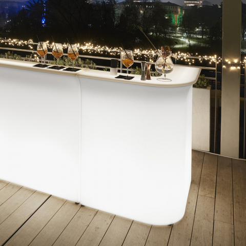 Barra de bar brillante personalizable para recepción cócteles Slide Break Corner