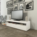 Mueble de TV salón 130 cm 2 compartimentos 1 puerta blanco brillante Burrata Smart Promoción