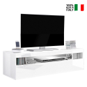 Mueble de TV salón 130 cm 2 compartimentos 1 puerta blanco brillante Burrata Smart Venta