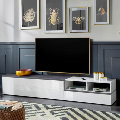 Mueble de TV 240 cm salón 2 puertas abatibles diseño Zet Kiwey Ardesia XL