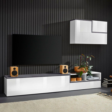 Mueble de pared diseño mueble de TV mueble suspendido salón Zet Skone Ardesia