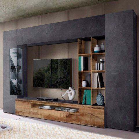 Mueble de pared pizarra madera mueble de TV vitrina mueble suspendido columna Egypt Oban Promoción