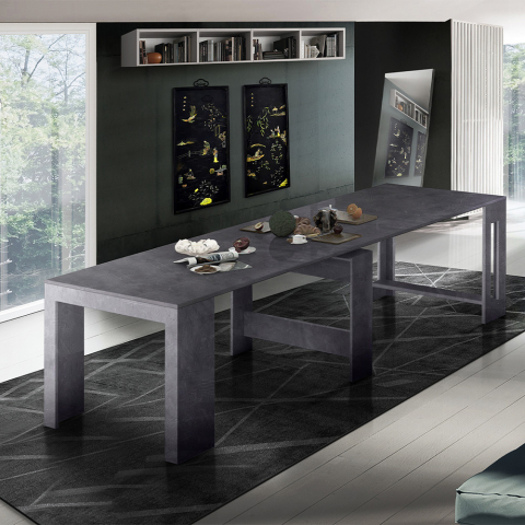 Mesa de comedor pizarra consola extensible 90-300 x 51 cm diseño moderno Pratika