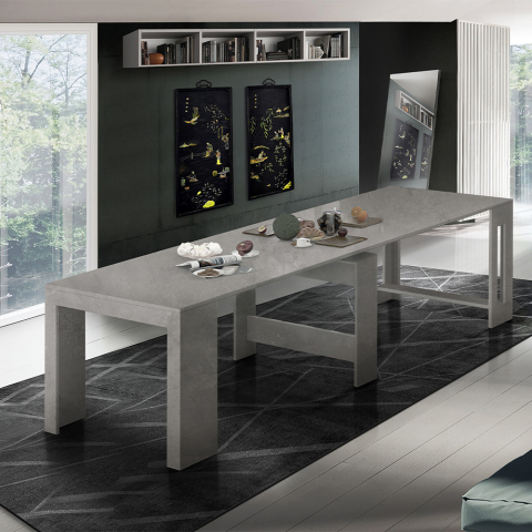 Mesa de comedor extensible 90-300 x 51 cm consola diseño moderno Pratika Bronx