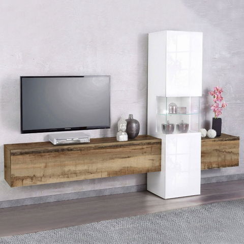 Mueble de pared mueble de TV diseño madera vitrina blanco Incontro Light