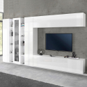 Mueble de pared blanco brillante mueble TV vitrina 2 columnas mueble suspendido Joy Wide Promoción