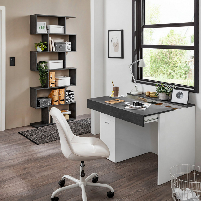 Esse escritorio moderno para oficina y estudio con estante, Made