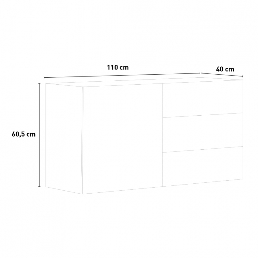 Vittoria WH L Aparador de salón 241cm blanco brillo con espejo.