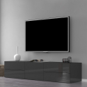 Mueble de TV diseño antracita brillante 170 cm puerta 4 cajones Metis Living Report Promoción