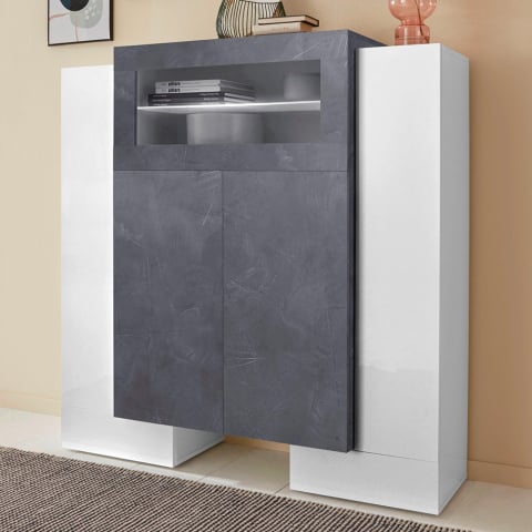 Vitrina aparador 2 puertas salón comedor Pillon Trivum Ardesia Promoción