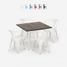 juego mesa 80 x 80 cm diseño industrial 4 sillas estilo bar cocina hustle white Oferta