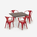 juego mesa 80 x 80 cm diseño industrial 4 sillas estilo bar cocina hustle white Coste