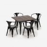 juego mesa 80 x 80 cm 4 sillas diseño industrial estilo cocina bar hustle black Precio