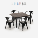 juego mesa 80 x 80 cm 4 sillas diseño industrial estilo Lix cocina bar hustle black Descueto