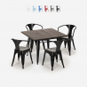 juego mesa 80 x 80 cm 4 sillas diseño industrial estilo cocina bar hustle black Descueto