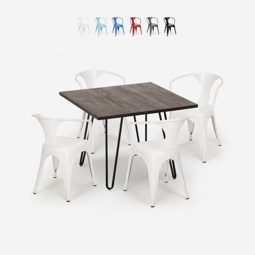 juego 4 sillas estilo mesa 80 x 80 cm diseño industrial bar cocina reims dark Oferta juego 4 sillas estilo mesa 80 x 80 cm diseño industrial bar cocina reims dark Oferta