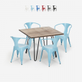 juego diseño industrial mesa 80 x 80 cm 4 sillas estilo Lix cocina bar reims Promoción