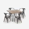 juego diseño industrial mesa 80 x 80 cm 4 sillas estilo cocina bar reims Medidas