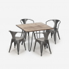 juego diseño industrial mesa 80 x 80 cm 4 sillas estilo cocina bar reims Medidas