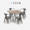 juego diseño industrial mesa 80 x 80 cm 4 sillas estilo cocina bar reims Rebajas