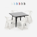 juego mesa acero 80 x 80 cm estilo industrial 4 sillas cocina restaurante century black Oferta