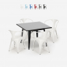 juego mesa acero 80 x 80 cm estilo industrial 4 sillas cocina restaurante century black Oferta