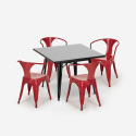 juego mesa acero 80 x 80 cm estilo industrial 4 sillas cocina restaurante century black Elección
