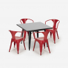 juego mesa acero 80 x 80 cm estilo industrial 4 sillas Lix cocina restaurante century black Elección