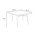 juego mesa acero 80 x 80 cm estilo industrial 4 sillas Lix cocina restaurante century black 