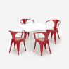 juego cocina restaurante estilo industrial mesa acero 80 x 80 cm 4 sillas century white Coste