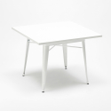 juego cocina restaurante estilo industrial mesa acero 80 x 80 cm 4 sillas Lix century white 