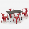 juego cocina restaurante mesa madera 120 x 80 cm 4 sillas estilo industrial wismar Coste