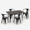 juego diseño industrial mesa 120 x 60 cm 4 sillas estilo cocina bar caster Precio