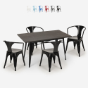 juego diseño industrial mesa 120 x 60 cm 4 sillas estilo cocina bar caster Descueto