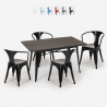 juego diseño industrial mesa 120 x 60 cm 4 sillas estilo Lix cocina bar caster Descueto