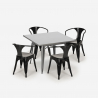 juego estilo industrial mesa acero 80 x 80 cm 4 sillas Lix cocina restaurante century Coste
